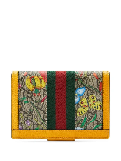 Shop Gucci Ophidia Flora Passport Case In Yellow