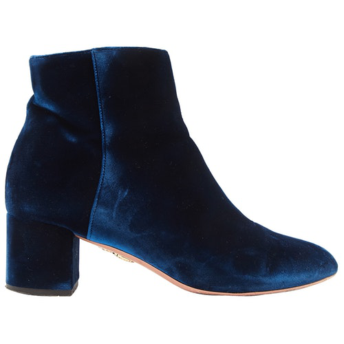 aquazzura blue velvet boots