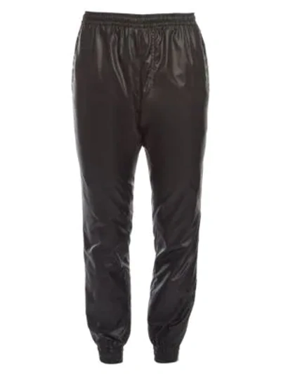 Shop Versace Men's Faux Leather Joggers In Black