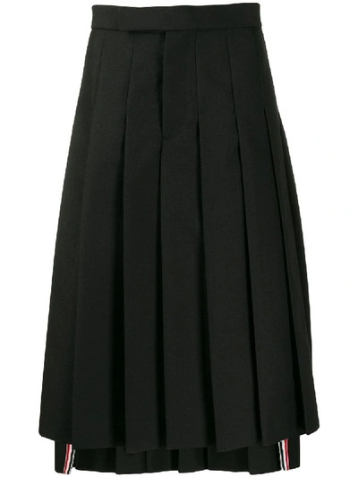 Shop Thom Browne Mohair Wool Pleated Skirt In Black