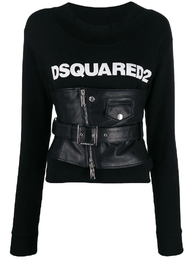 Shop Dsquared2 Corseted Logo Sweatshirt In Black