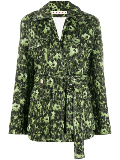 Shop Marni Wild Print Bomber Jacket In Green