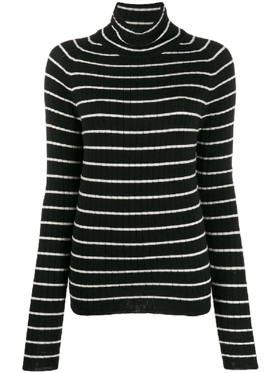 Shop Ami Alexandre Mattiussi Turtleneck Striped Sweater In Black