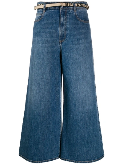 Shop Stella Mccartney Cropped Wide Leg Jeans In Blue