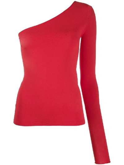 Shop Stella Mccartney One-shoulder Knitted Top In Red