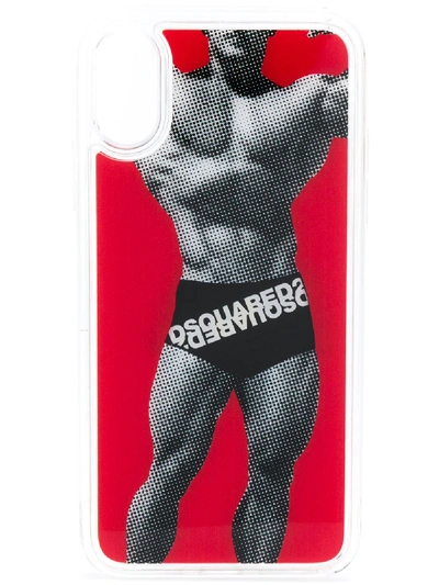 Shop Dsquared2 Happy Leaf Logo Boxers Iphonex Case In Red