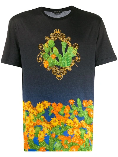 Shop Versace Cactus Print T-shirt In Blue