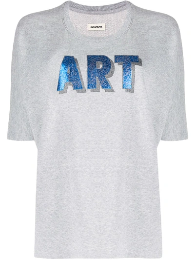 Shop Zadig & Voltaire Art Print Short Sleeve T-shirt In Grey