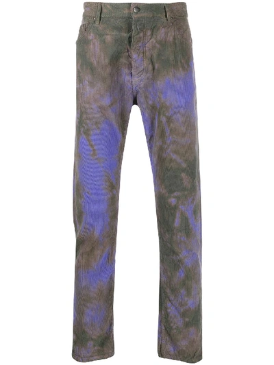 Shop Palm Angels Tie-dye Corduroy Trousers In 紫色