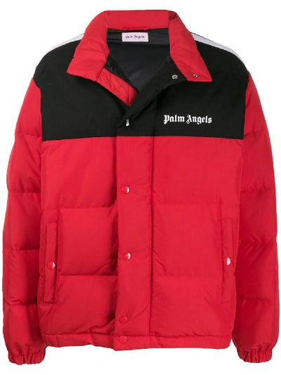 Shop Palm Angels Padded Logo Jacket In Red