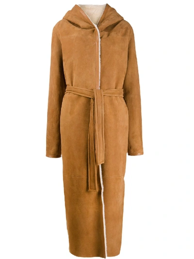 Shop Liska Belted Coat In Brown