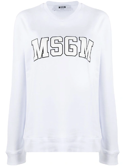 Shop Msgm College Logo Sweatshirt In White
