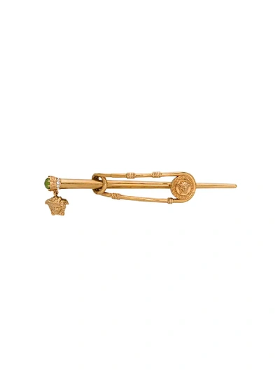 Shop Versace Medusa Medallion Hair Pin In Gold