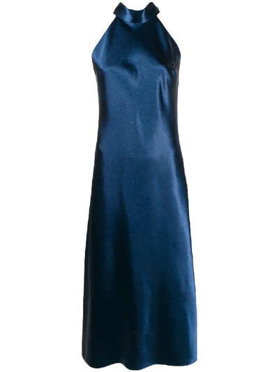 Shop Galvan Metallic Cropped Sienna Dress In Blue