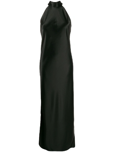 Shop Galvan Satin Sienna Dress In Black