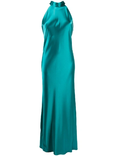 Shop Galvan Satin Sienna Dress In Green