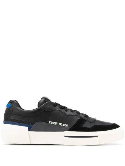 Shop Diesel Low Top Mesh Panel Sneakers In Black