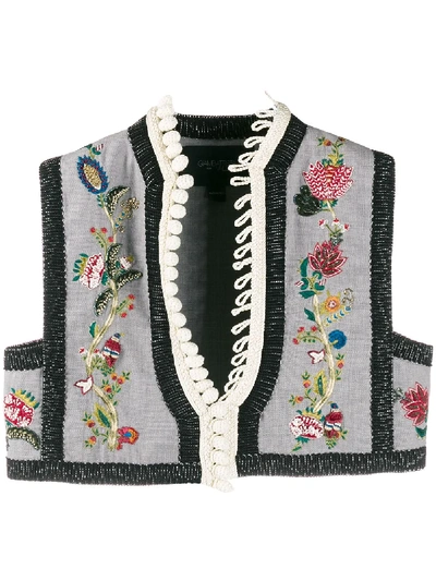 Shop Giambattista Valli Embroidered Cropped Waistcoat In Grey