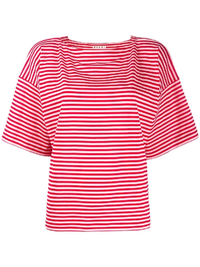 Shop Marni Striped T-shirt In Red