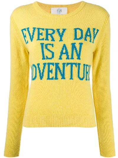 Shop Alberta Ferretti Cashmere Slogan Jumper In Yellow