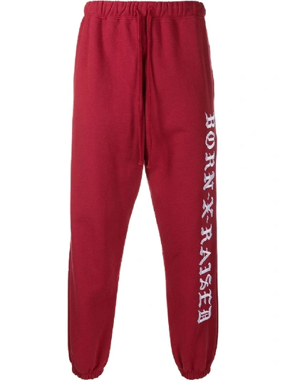Shop Bornxraised Embroidered Logo Track Pants In Red