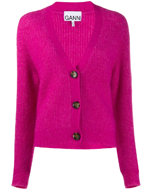 ganni pink cardigan