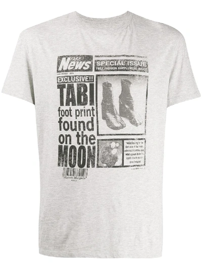 Shop Maison Margiela Journal Print T-shirt In Grey