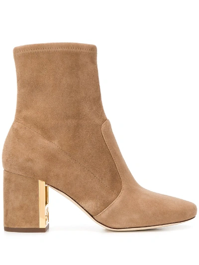 Shop Tory Burch Block Heel Boots In Neutrals