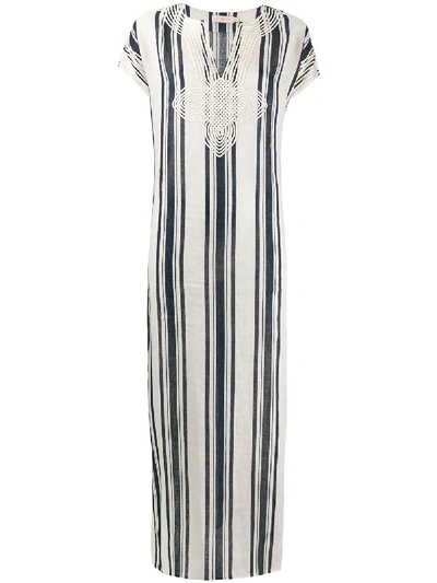 Shop Tory Burch Awning Stripe Beach Kaftan In White