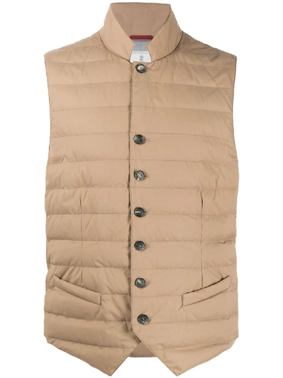 Shop Brunello Cucinelli Down Padded Gilet In Brown