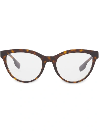 Shop Burberry Cat-eye Glasses In Brown