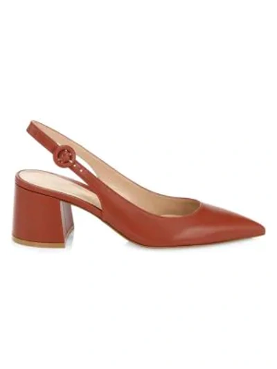 Shop Gianvito Rossi Women's Leather Block-heel Slingback Pumps In Crimson