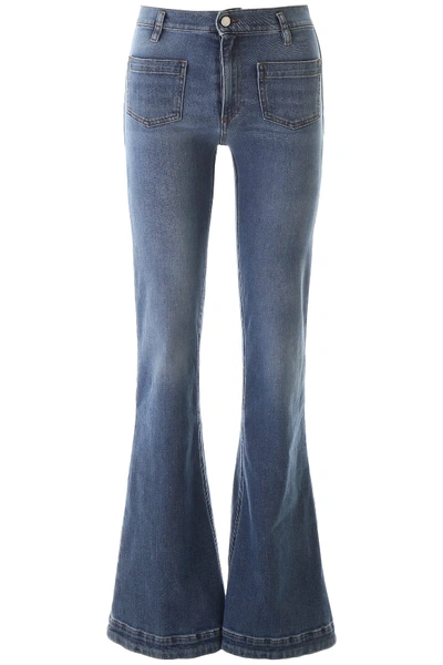 Shop Red Valentino Flared Jeans In Light Blue Denim (blue)