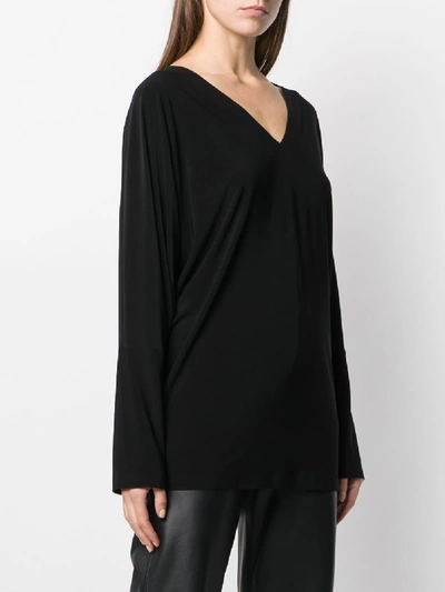 Shop Norma Kamali Deep V Neck Sweater In Black