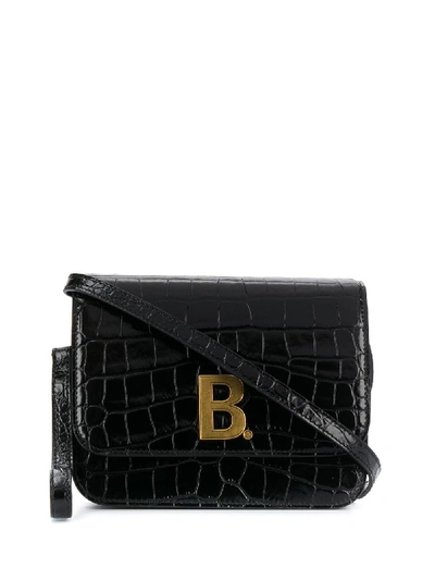 Shop Balenciaga B Bag Small Leather Pouch In Black