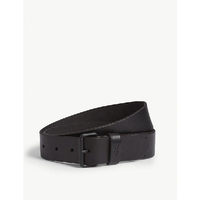 Shop Allsaints Men's Black Dunston Leather Belt