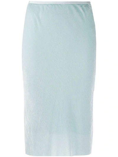 Helmut Lang Textured High-waisted Pencil Skirt In Blue