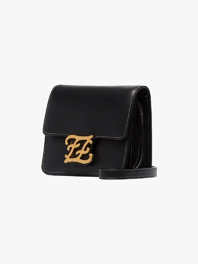 Shop Fendi Black Karligraphy Leather Shoulder Bag