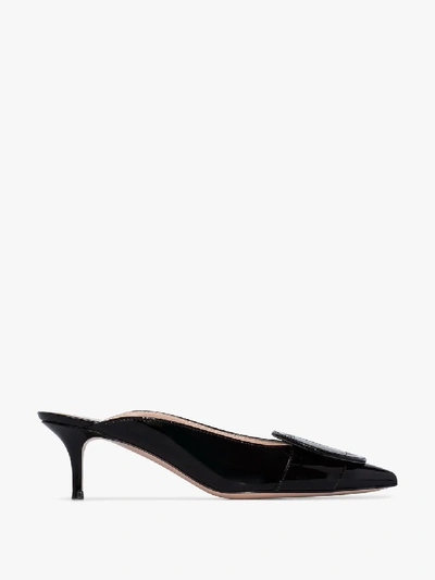 Shop Gianvito Rossi Black Ruby 55 Leather Mules