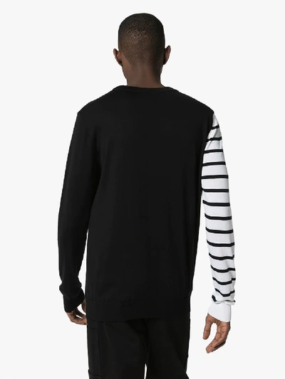 Shop Balmain Logo Print Contrast Cotton Sweatshirt In Black