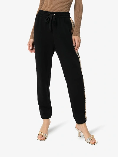 Shop Burberry Raine Vintage Check Side Stripe Trackpants In Black