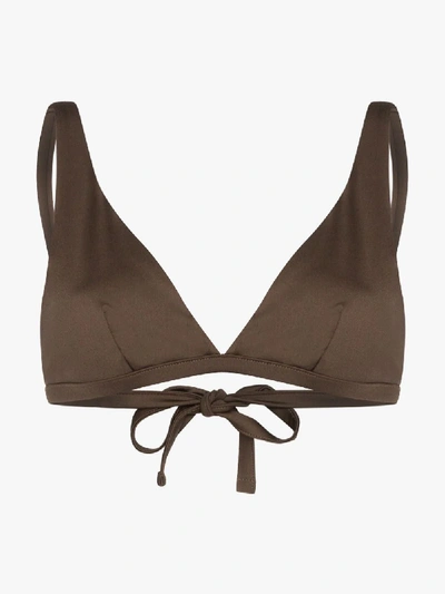 Shop Asceno Cannes Triangle Bikini Top In Brown