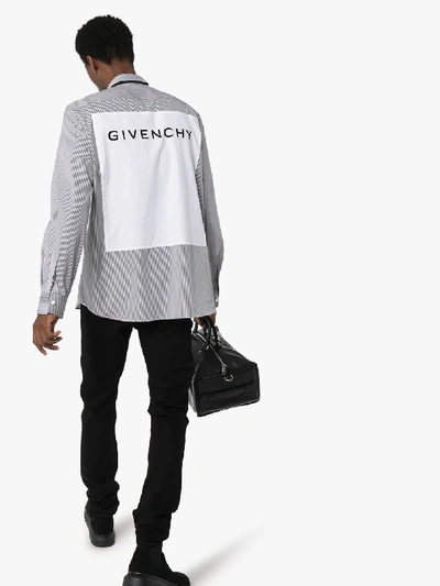 Shop Givenchy Logo Print Striped Shirt In White