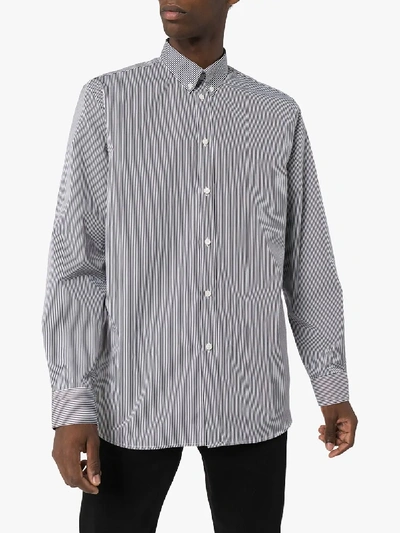 Shop Givenchy Logo Print Striped Shirt In White