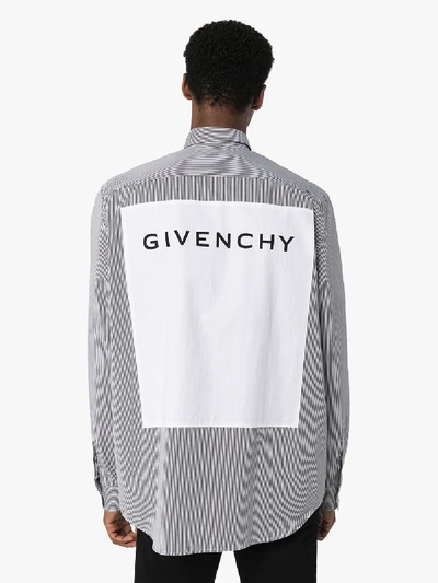 Shop Givenchy Logo Print Striped Shirt In White