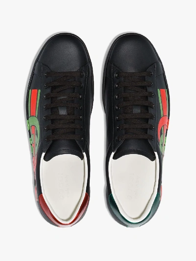Shop Gucci Black Ace Leather Sneakers
