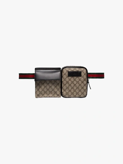 Gucci Gg Supreme Web-striped Belt Bag In Beige | ModeSens