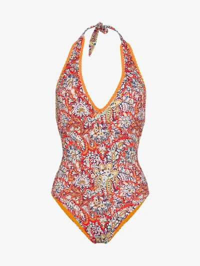 Shop Etro Gelsomino Paisley Print Swimsuit In Red
