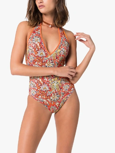 Shop Etro Gelsomino Paisley Print Swimsuit In Red