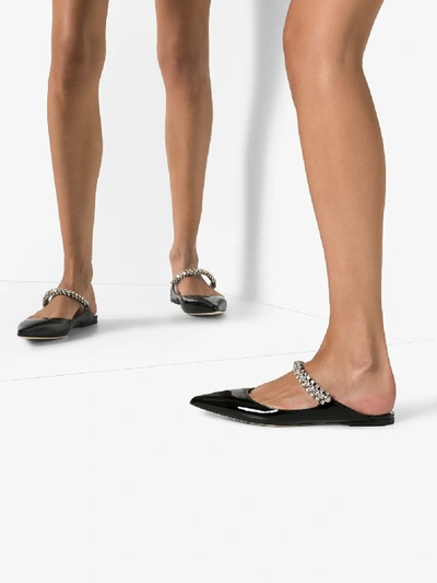 Jimmy Choo Bing Embellished Patent Leather Slides In Black